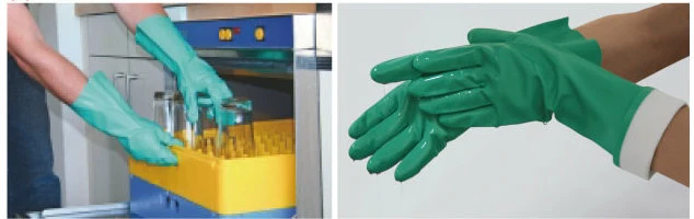 Nmsafety Green Nitrile En374 Chemical Industrial Safety Work Glove